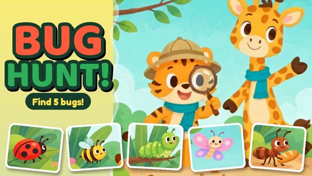 Tiggy and Giraffy on a bug hunt